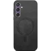 Phonesta Retro Vegan Leder MagSafe Back Cover Hülle für Samsung Galaxy S24 FE - Schwarz 2