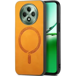 Phonesta Retro Vegan Leder MagSafe Back Cover Hülle für Oppo Reno12 F/Reno12 FS - Orange