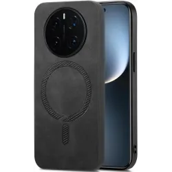 Phonesta Retro Vegan Leder MagSafe Back Cover Hülle für HONOR Magic7 Pro - Schwarz