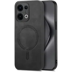 Phonesta Retro Vegan Leder MagSafe Back Cover Hülle für Oppo Reno13 - Schwarz