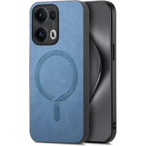 Phonesta Retro Vegan Leder MagSafe Back Cover Hülle für Oppo Reno13 Pro - Blau