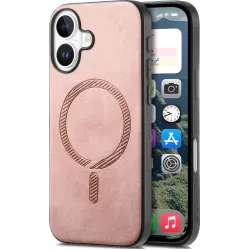 Phonesta Retro Vegan Leder MagSafe Back Cover Hülle für Apple iPhone 16 Plus - Rosa