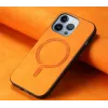 Phonesta Retro Vegan Leder MagSafe Back Cover Hülle für Apple iPhone 16 Pro Max - Orange 2