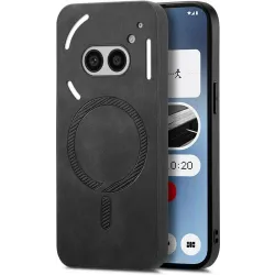 Phonesta Retro Vegan Leder MagSafe Back Cover Hülle für Nothing Phone (2a) / (2a) Plus - Schwarz