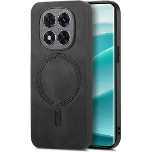 Phonesta Retro Vegan Leder MagSafe Back Cover Hülle für Xiaomi Redmi Note 14 Pro Plus - Schwarz