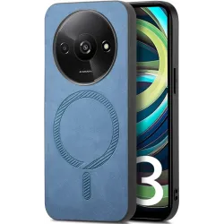 Phonesta Retro Vegan Leder MagSafe Back Cover Hülle für Xiaomi Redmi A3 - Blau