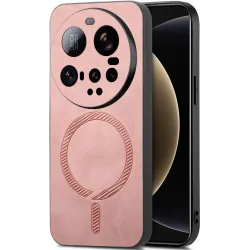 Phonesta Retro Vegan Leder MagSafe Back Cover Hülle für Xiaomi 15 Ultra - Rosa