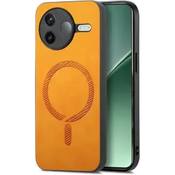 Phonesta Retro Vegan Leder MagSafe Back Cover Hülle für Xiaomi Poco F7 Pro - Orange