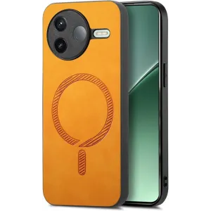 Phonesta Retro Vegan Leder MagSafe Back Cover Hülle für Xiaomi Poco F7 Pro - Orange