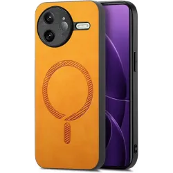 Phonesta Retro Vegan Leder MagSafe Back Cover Hülle für Xiaomi Poco F7 Ultra - Orange