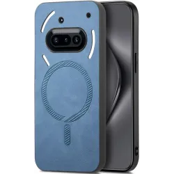 Phonesta Retro Vegan Leder MagSafe Back Cover Hülle für Nothing Phone (3a) - Blau