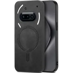 Phonesta Retro Vegan Leder MagSafe Back Cover Hülle für Nothing Phone (3a) - Schwarz