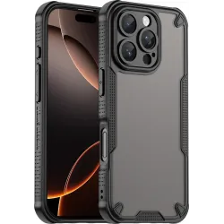 Phonesta Shockproof Armor Back Cover Hülle für Apple iPhone 16 Pro - Schwarz