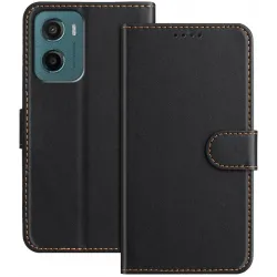 Phonesta Smooth Skin Book Wallet Klapphülle für Motorola Moto G05 / Moto E15 - Schwarz