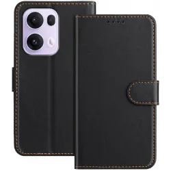 Phonesta Smooth Skin Book Wallet Klapphülle für Oppo Reno13 Pro - Schwarz