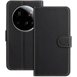 Phonesta Smooth Skin Book Wallet Klapphülle für Xiaomi 15 Ultra - Schwarz