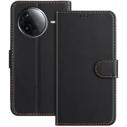 Phonesta Smooth Skin Book Wallet Klapphülle für Xiaomi Poco F7 Pro/F7 Ultra - Schwarz