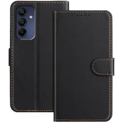 Phonesta Smooth Skin Book Wallet Klapphülle für Samsung Galaxy A16 - Schwarz