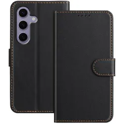 Phonesta Smooth Skin Book Wallet Klapphülle für Samsung Galaxy S24 FE - Schwarz