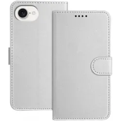 Phonesta Smooth Skin Book Wallet Klapphülle für Apple iPhone 17e/16e - Silber