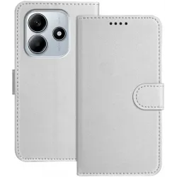 Phonesta Smooth Skin Book Wallet Klapphülle für Xiaomi Redmi Note 14 4G 164.8mm - Silber