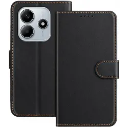 Phonesta Smooth Skin Book Wallet Klapphülle für Xiaomi Redmi Note 14 4G 164.8mm - Schwarz