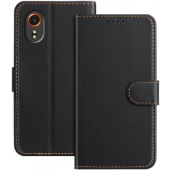 Phonesta Smooth Skin Book Wallet Klapphülle für Samsung Galaxy Xcover 7 - Schwarz