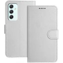 Phonesta Smooth Skin Book Wallet Klapphülle für Samsung Galaxy A35 - Silber