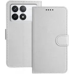 Phonesta Smooth Skin Book Wallet Klapphülle für Xiaomi 14T Pro - Silber