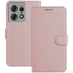 Phonesta Smooth Skin Book Wallet Klapphülle für Motorola Edge 50 Pro - Roségold