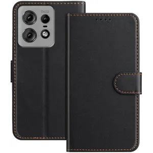 Phonesta Smooth Skin Book Wallet Klapphülle für Motorola Edge 50 Pro - Schwarz