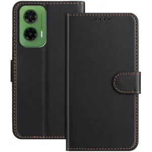Phonesta Smooth Skin Book Wallet Klapphülle für Motorola Moto G35 - Schwarz