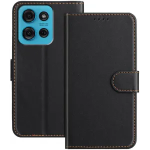 Phonesta Smooth Skin Book Wallet Klapphülle für Motorola Moto G75 - Schwarz