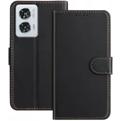 Phonesta Smooth Skin Book Wallet Klapphülle für Motorola Moto G85/Edge 50 Fusion - Schwarz