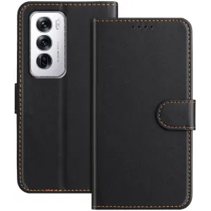Phonesta Smooth Skin Book Wallet Klapphülle für Oppo Reno12 - Schwarz