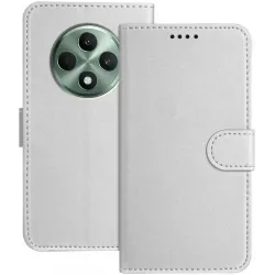 Phonesta Smooth Skin Book Wallet Klapphülle für Oppo Reno12 F/Reno12 FS - Silber