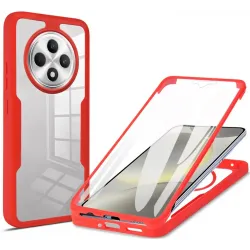 Phonesta Slim Protect 360 Vollschutzhülle Displayschutzfolie für Oppo Reno12 F/Reno12 FS - Rot