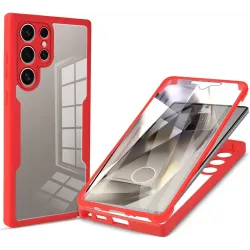 Phonesta Slim Protect 360 Vollschutzhülle Displayschutzfolie für Samsung Galaxy S24 Ultra - Rot