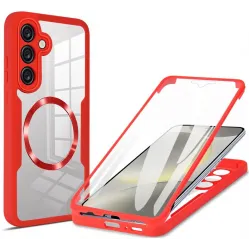 Phonesta Slim Protect 360 Vollschutzhülle Displayschutzfolie und MagSafe für Samsung Galaxy S25 Plus/S24 Plus - Rot