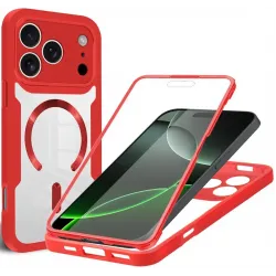 Phonesta Slim Protect 360 Vollschutzhülle Displayschutzfolie und MagSafe für Apple iPhone 17 Pro - Rot