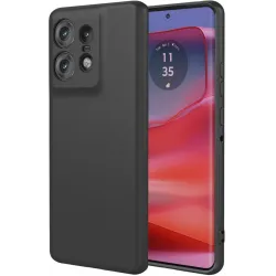 Phonesta Soft Silk Silikon Back Cover Hülle für Motorola Edge 50 Pro - Schwarz