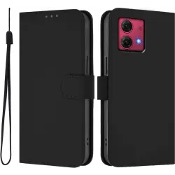 Phonesta Soft Skin Book Wallet Klapphülle für Motorola Moto G84 - Schwarz