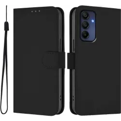 Phonesta Soft Skin Book Wallet Klapphülle für Samsung Galaxy A16 - Schwarz