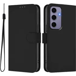 Phonesta Soft Skin Book Wallet Klapphülle für Samsung Galaxy S25/S24 - Schwarz