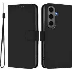 Phonesta Soft Skin Book Wallet Klapphülle für Samsung Galaxy S25 Plus/S24 Plus - Schwarz