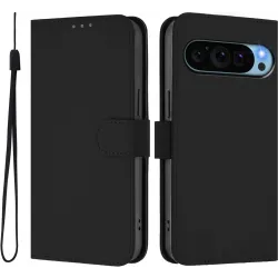 Phonesta Soft Skin Book Wallet Klapphülle für Google Pixel 9 Pro XL - Schwarz