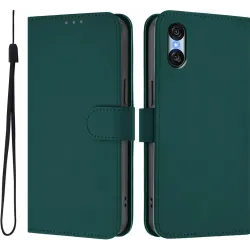 Phonesta Soft Skin Book Wallet Klapphülle für Sony Xperia 10 VI - Dunkelgrün