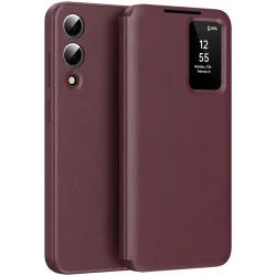 Phonesta Smart Window Book Wallet Klapphülle für Samsung Galaxy S25 Edge - Bordeaux