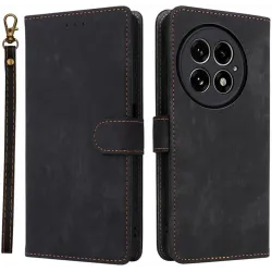 Phonesta Vintage Skin Book Wallet Klapphülle für OnePlus 13 - Schwarz