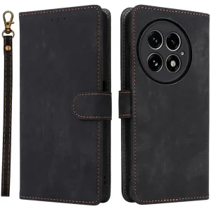 Phonesta Vintage Skin Book Wallet Klapphülle für OnePlus 13 - Schwarz